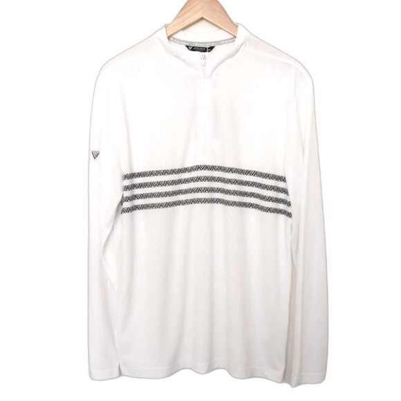 Levelwear Other - NEW Men's Levelwear Athletic White w/Black Stripes Long Sleeve Zip Golf Shirt M